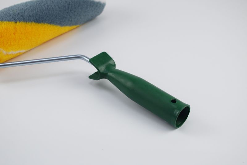Paint Roller Brush with Green Plastic Handle and White Wire