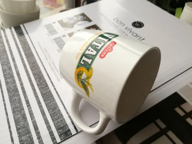 Brilliant White Porcelain Vital Tea Cup with Customized Logo