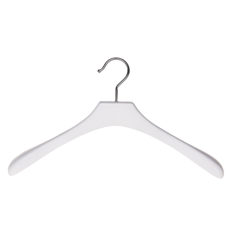 New Design White Colored Wooden Coat Hanger with Logo