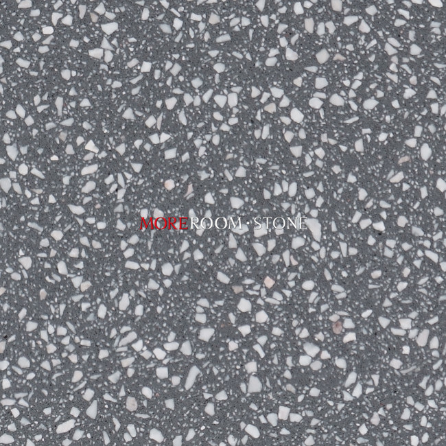 White Marble Chips Dark Grey Terrazzon Cement Flooring