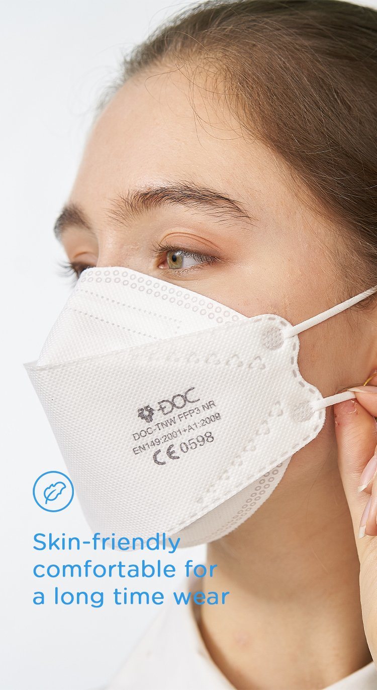 Wholesale Fish Type FFP3 White CE Disposable Mask with Soft Earloop