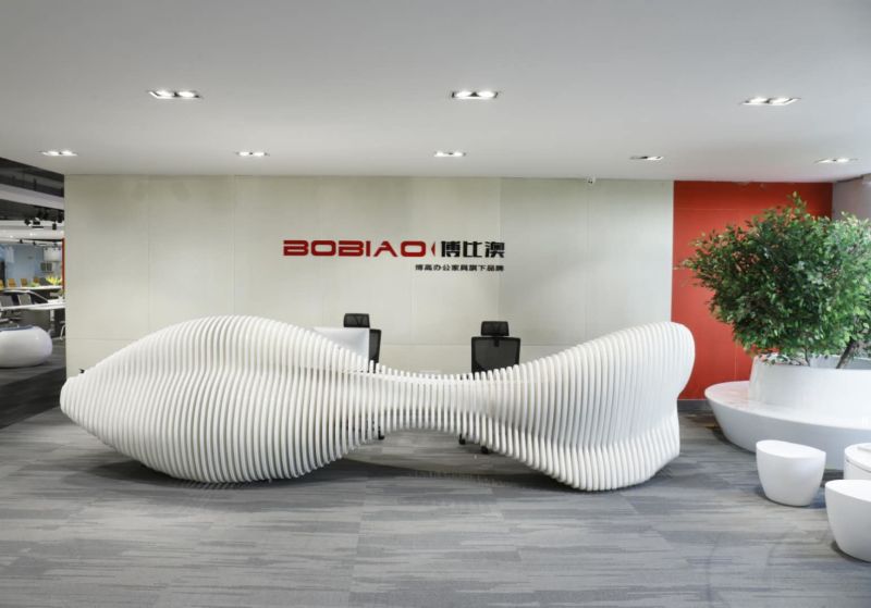 2020 Modern Unique Style Commercial White MDF Glossy Reception Desk