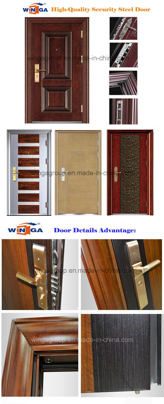 White Color Decorative Entrance Steel Security Metal Door (W-SZ-03)