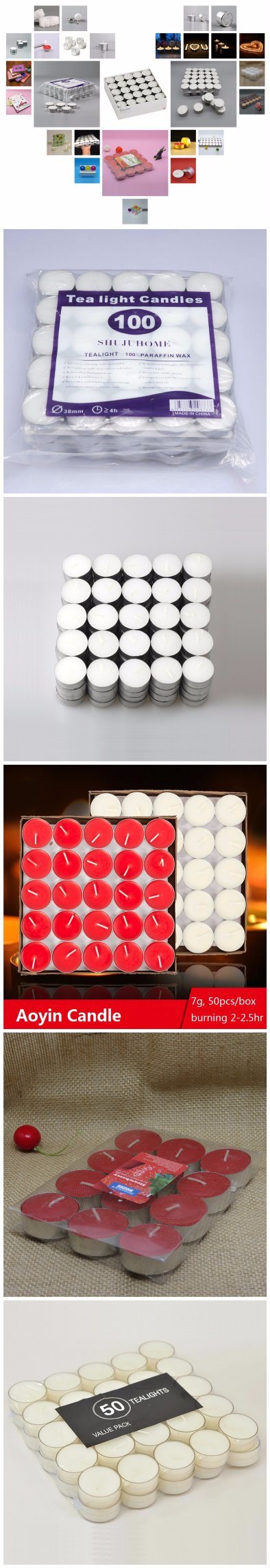 4 Hours Small Size Round Unscented White Tealight Candle
