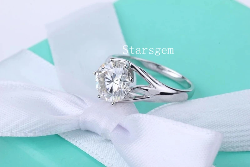 Fashionable 18K White Gold Moissanites Diamond Engagement Wedding Rings Jewelry