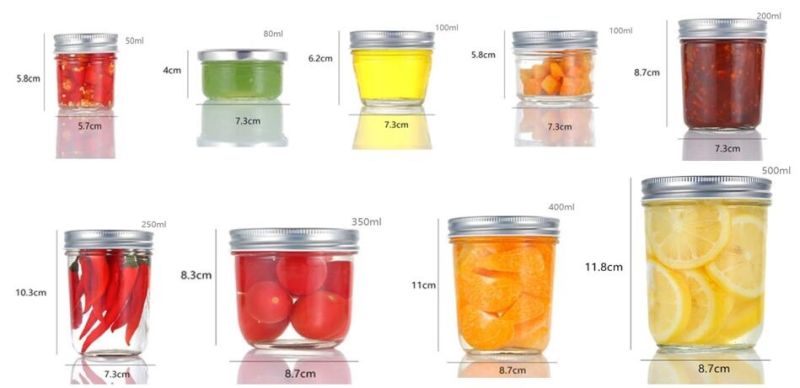 Hot Sell Clear Glass Jam Sauce Mason Storage Jar with Metal Lid