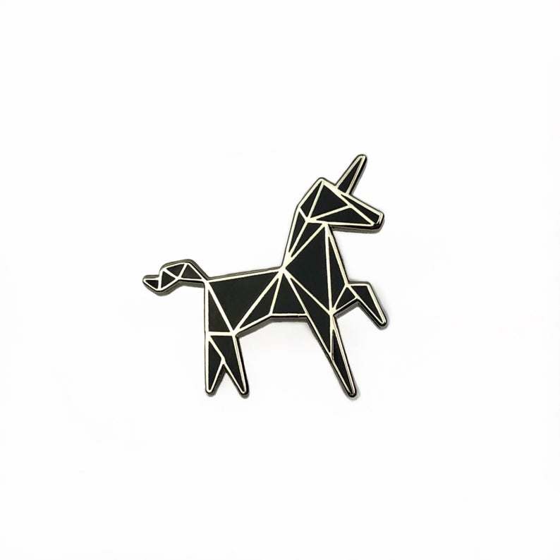 Black White Custom Animal Unicorn Hard Lapel Pin with Glitter