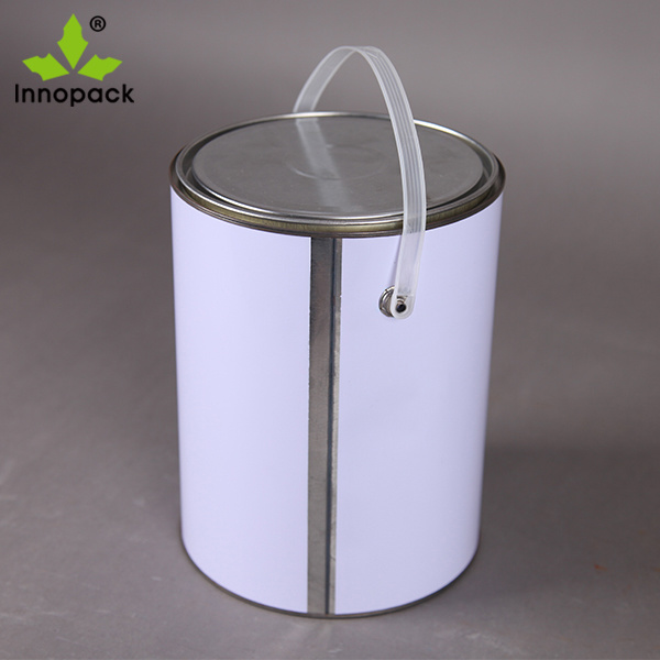 5L White Metal Paint Bucket Keg Pail with Lid for Coat