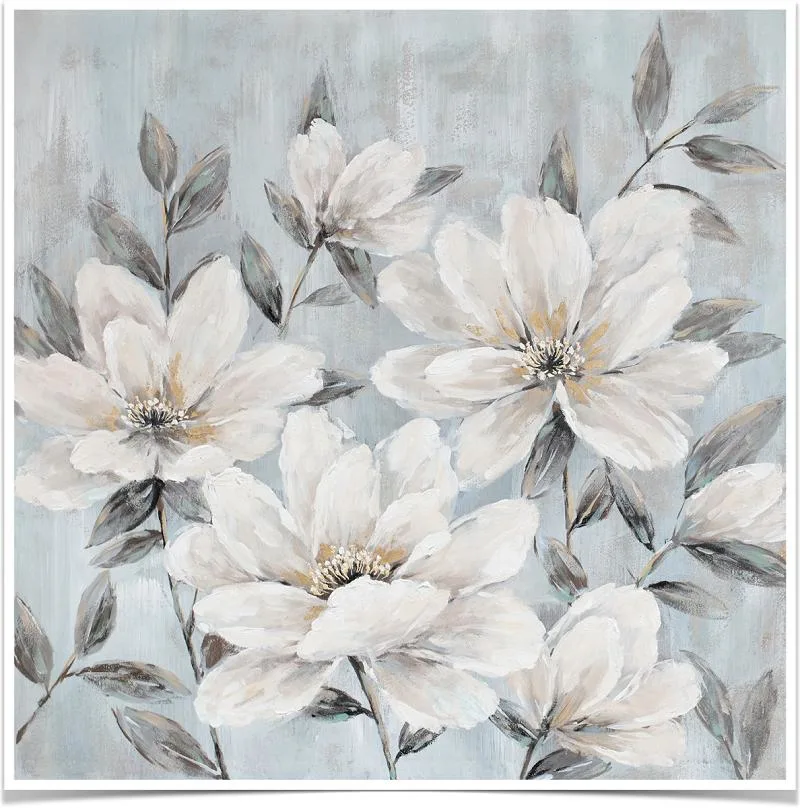 White Flower Handmade Oil Painting Wall Art Decor Canvas Prints