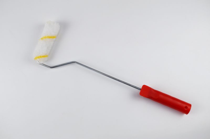 Paint Roller Brush with Red Plastic Handle and White Wire