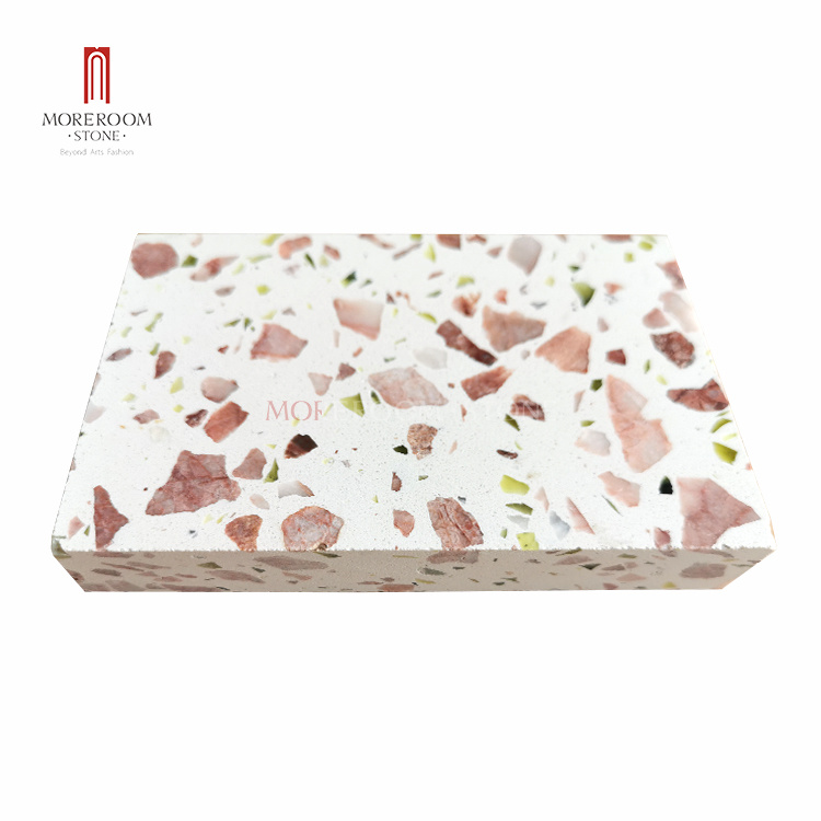 Pink Crushed Marble White Terrazzo Stone Wall Tile