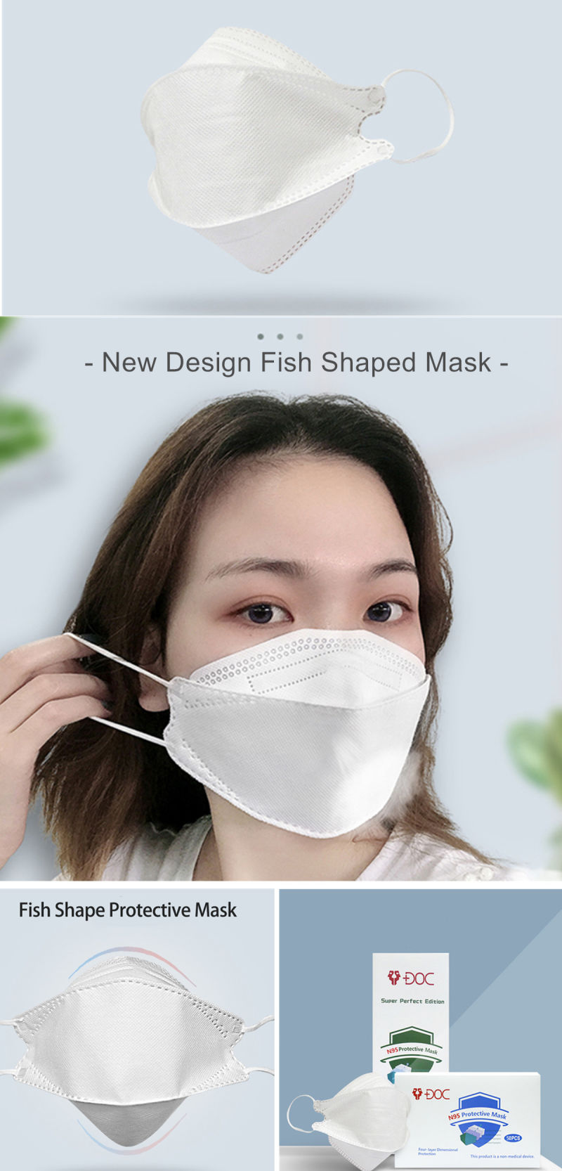 Ce Approved China Manufacturer Wholesale White Color Fish Mouth Type FFP3 Disposable Dust Mask