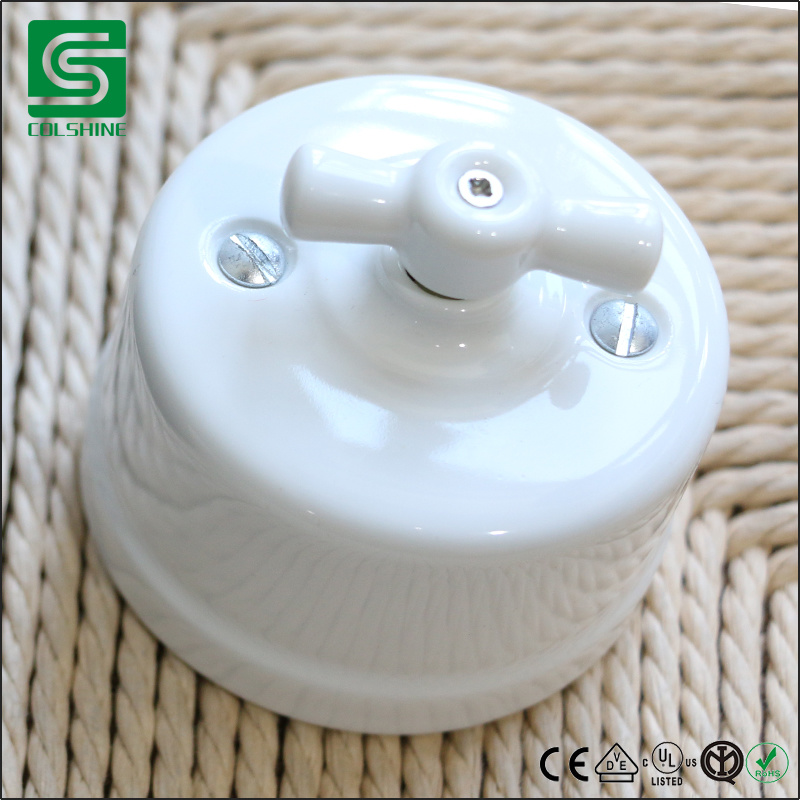 Vintage Retro on off Switch Ceramic Wall Switch White