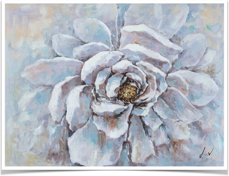 White Floral Wall Art for Home Decor Handmade Oil Painting