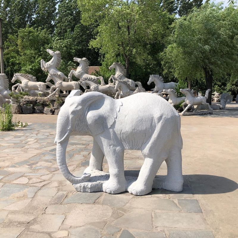 Natural Stone Carving White Marble Onyx Carved Elephant Statues for Sale