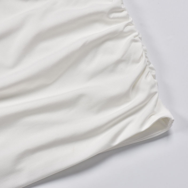 White Summer Vestido Backless Sexy Pleated Halter Strap Dress
