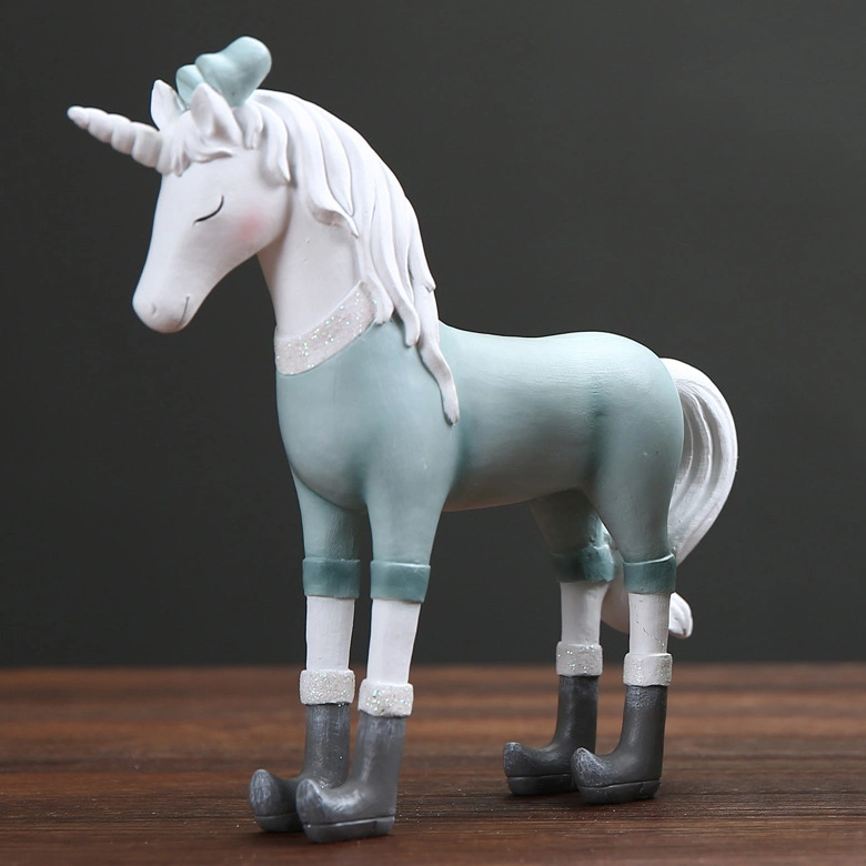 Modern Crafts Ornament White Resin Horse Statue Figurine Unicorn Figurine Statue