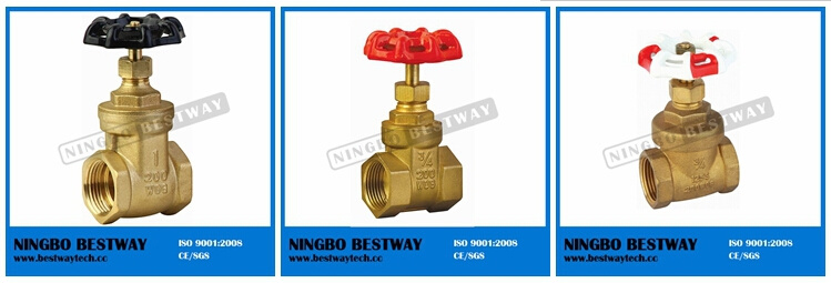 200wog Brass Gate Valve with Red and White Handlewheel (BW-G03)