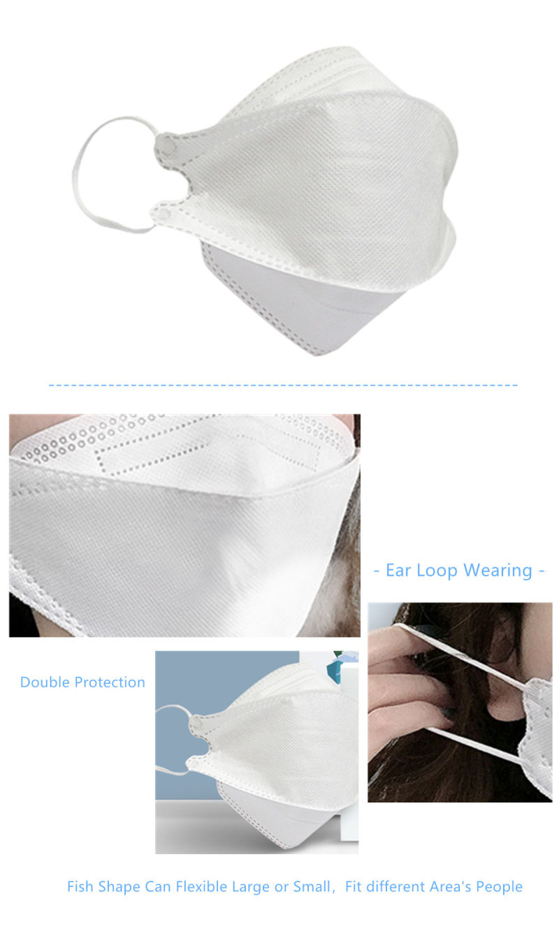 Wholesale Ce Certified FFP3 Face Mask Nonwoven 4ply White Fish Type Dust Mask