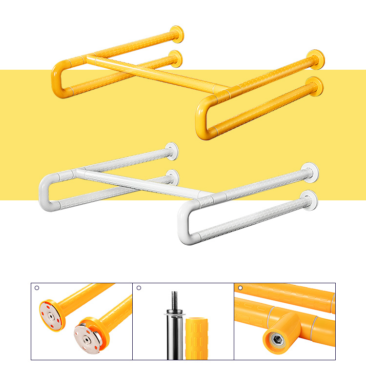 Yellow and White Painted Security Sanitary Ware Grab Bar
