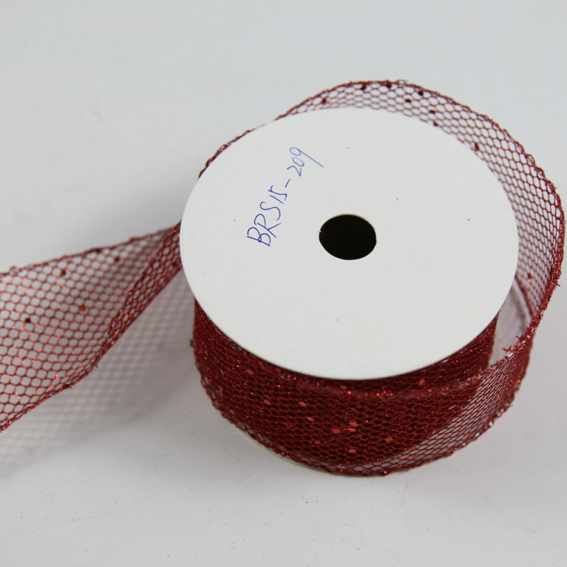 Blue Weave Ribbon with White Circle Parton for Gift Wrapping