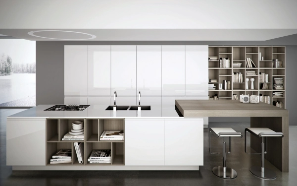 Zh White Modern Complete High Gloss Kitchen Set (white color)