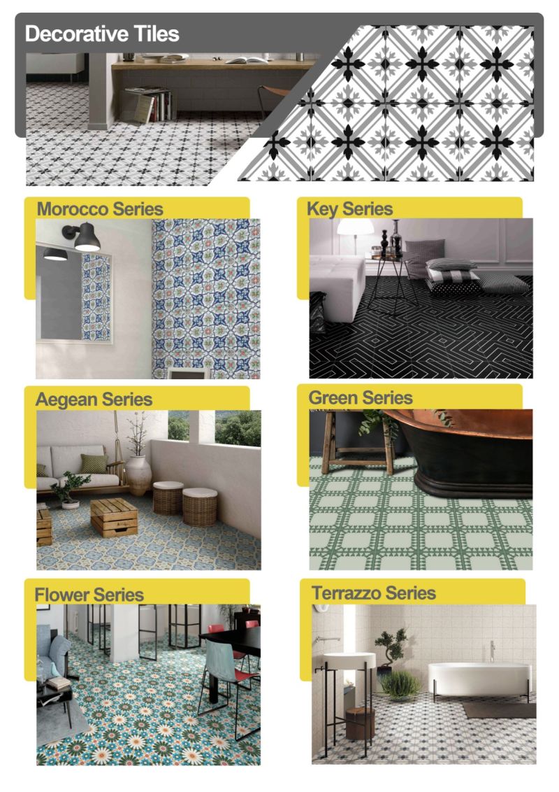 White Cement Combine with Wood Design 60X60/30X60 Rustic Tiles