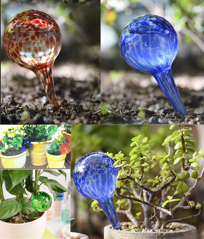 White Decorative Hand-Blown Glass Plant Glass Spike System for Plant Care