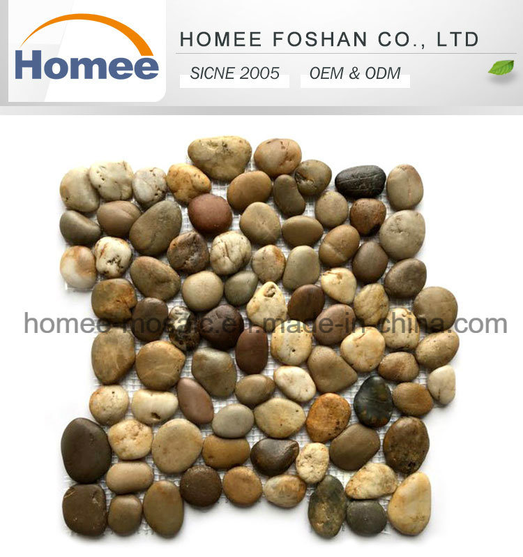 Asian Brown Natural Stone Pebbles Backsplash Garden Floor Ploor Stone Mosaic Tile