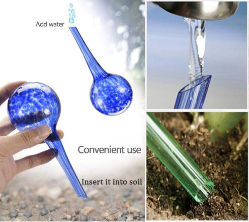 White Decorative Hand-Blown Glass Plant Glass Spike System for Plant Care