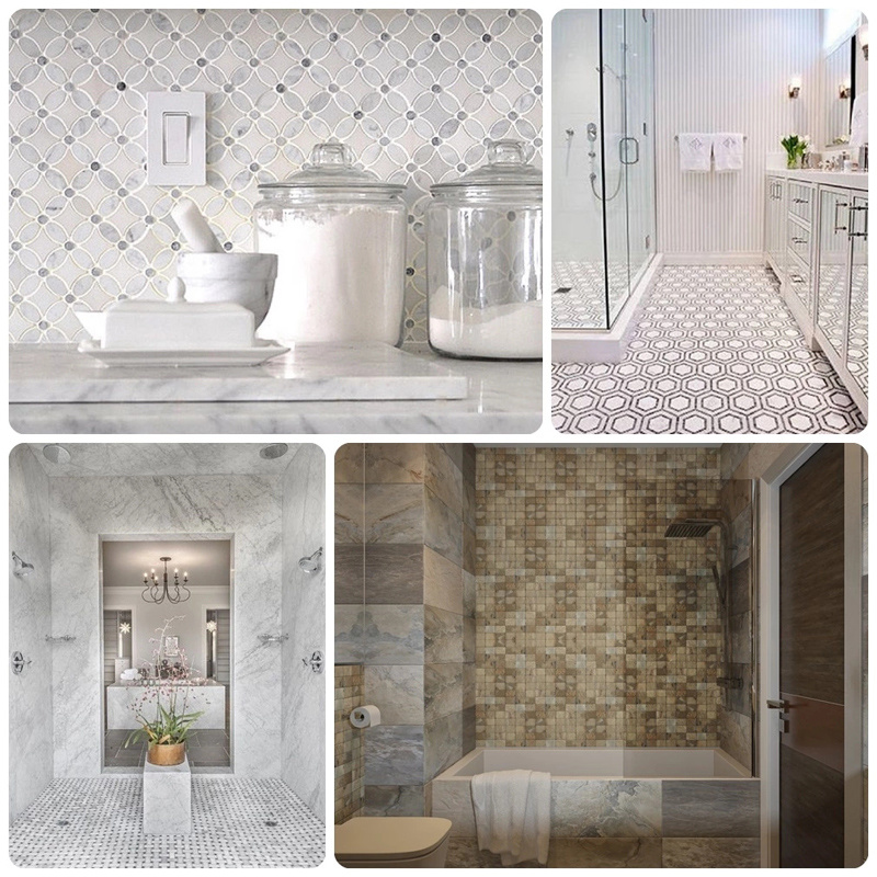White Bianco Carrara Marble, Mosaic Tiles, Wall Cladding, Floor Mosaic