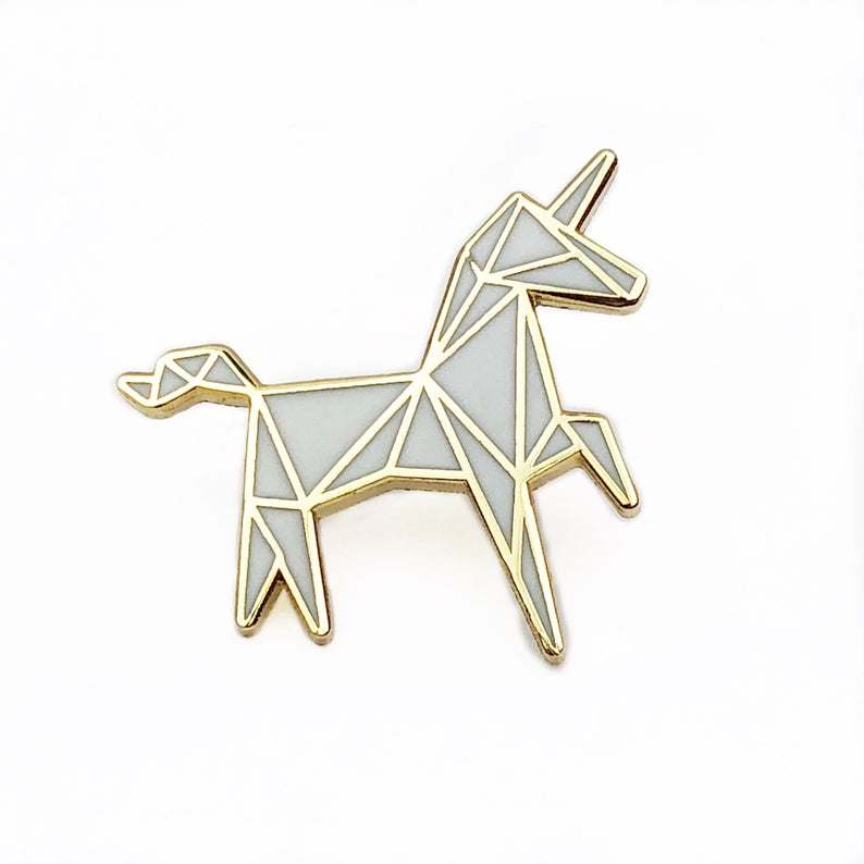 Black White Custom Animal Unicorn Hard Lapel Pin with Glitter