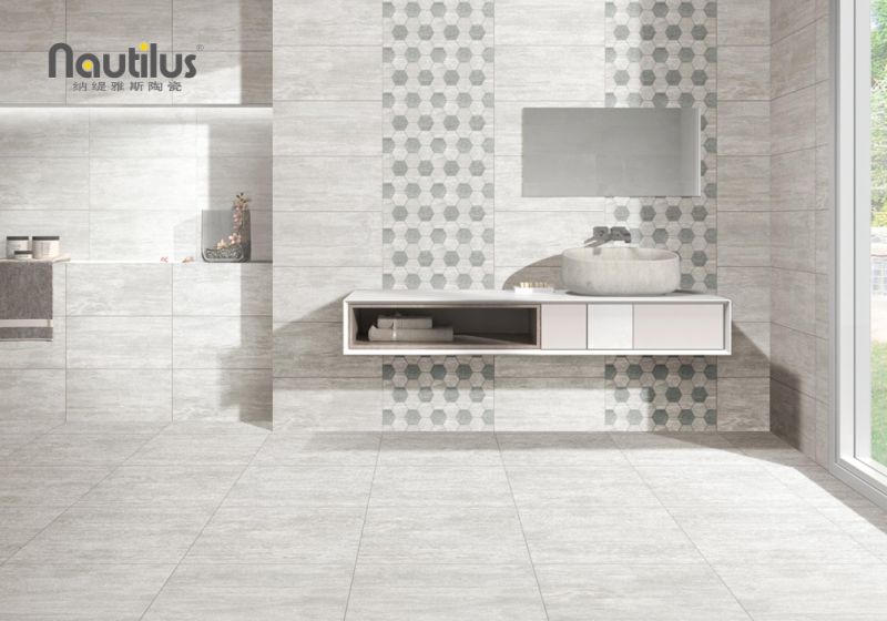 White Cement Combine with Wood Design 60X60/30X60 Rustic Tiles