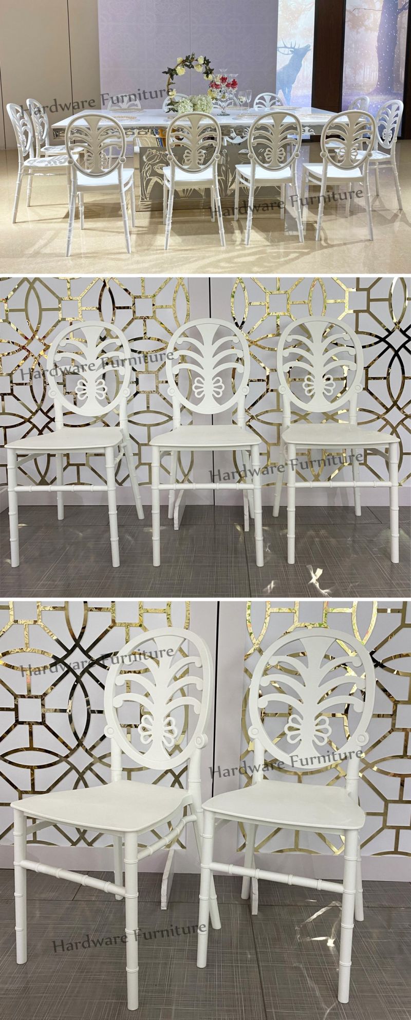 Unique Design Wedding Rental Stackable White Polypropylene Plastic Event Chair