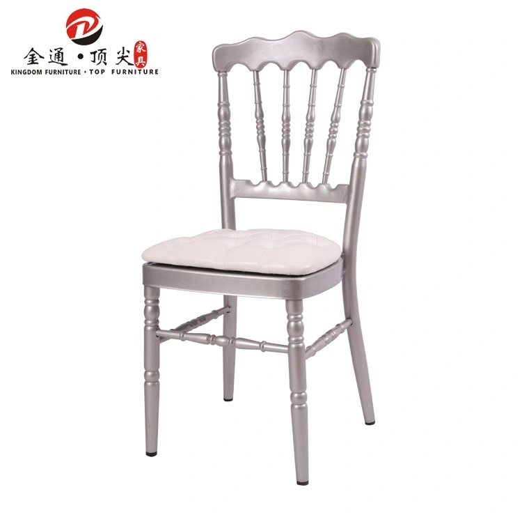 White Cushion Silver Painting Metal Bulk White China Wholesale Chair Chiavari Weddings with Cushion