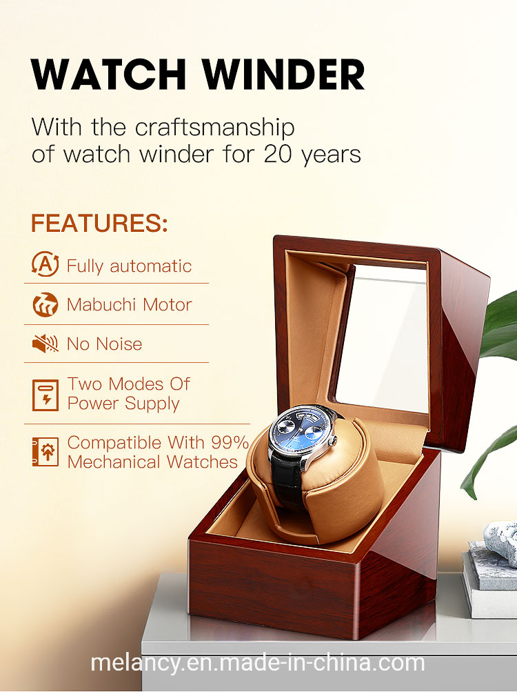 Mabuchi Motors Wooden Watch Winder Box Safe for Automatic Watches