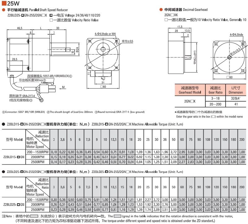 Lunyee BLDC Kit 110V 25W Brushless Motor 2500rpm BLDC Gear Motor