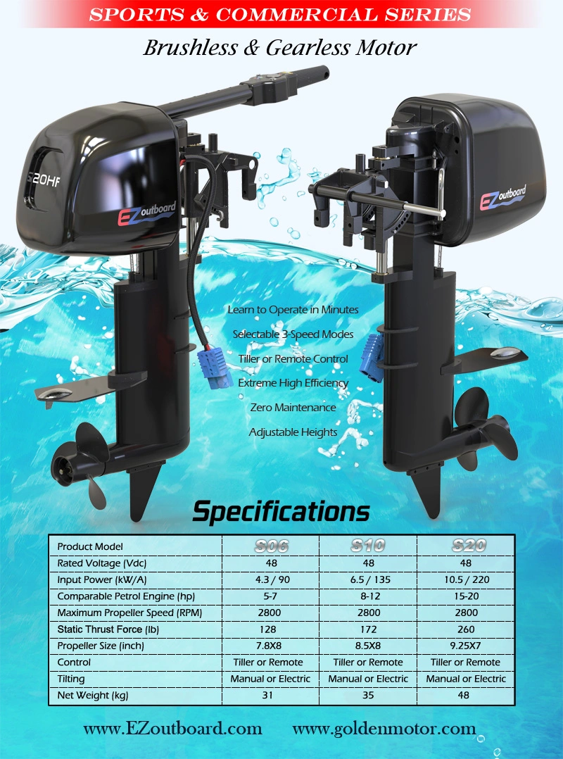 EZ Outboard 6HP/10 HP/20HP Sports Series Electric Propulsion Brushless Outboard Motor Engine