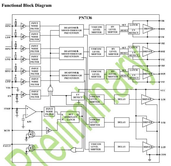 DC Motor Driver 3-Phase Bridge Driver Intervert Drivers PN7136 IC