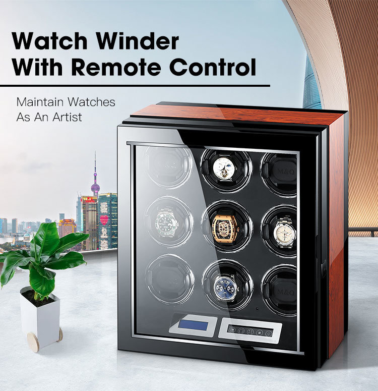 Luxury Automatic 9 Watches Box with Mabuchi Motor LCD Touch Screen and Remote Control Watch Winder Box