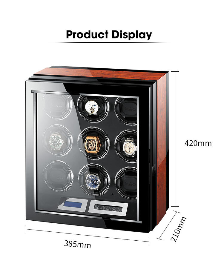 Luxury Automatic 9 Watches Box with Mabuchi Motor LCD Touch Screen and Remote Control Watch Winder Box