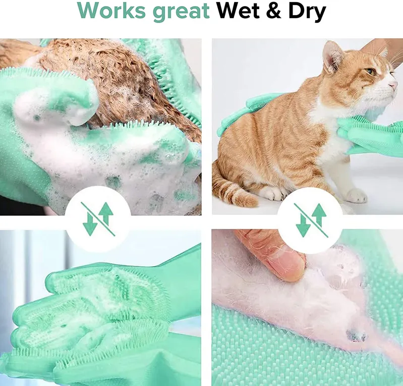 Magic Dish Washing Gloves Reusable Silicone Household Cleaning Gloves for Pets