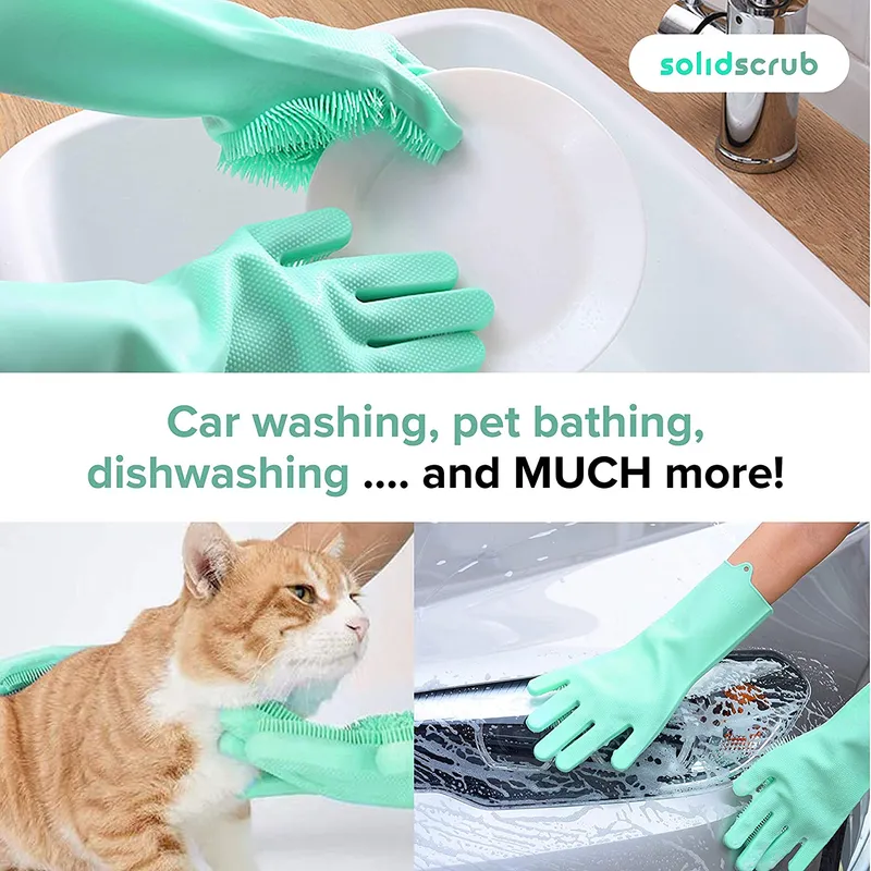 Magic Dish Washing Gloves Reusable Silicone Household Cleaning Gloves for Pets