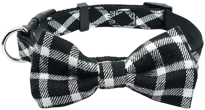 Hotsale Plaid Pet Accessories Dog Cat Leash Collar and Bowtie