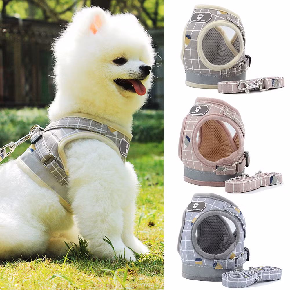 Nylon Mesh Reflective Dogs Harness and Leash Set Dogs Vest Harness Leads Pet Clothes