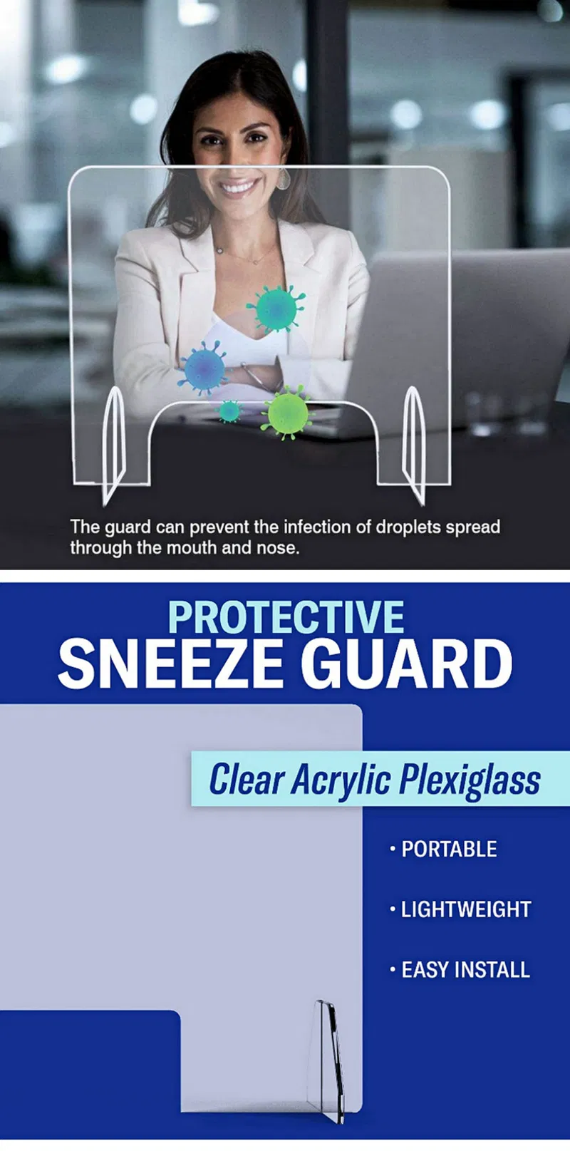 Protective Shield for Cashier Acrylic Plexiglass Shield Sneeze Guard