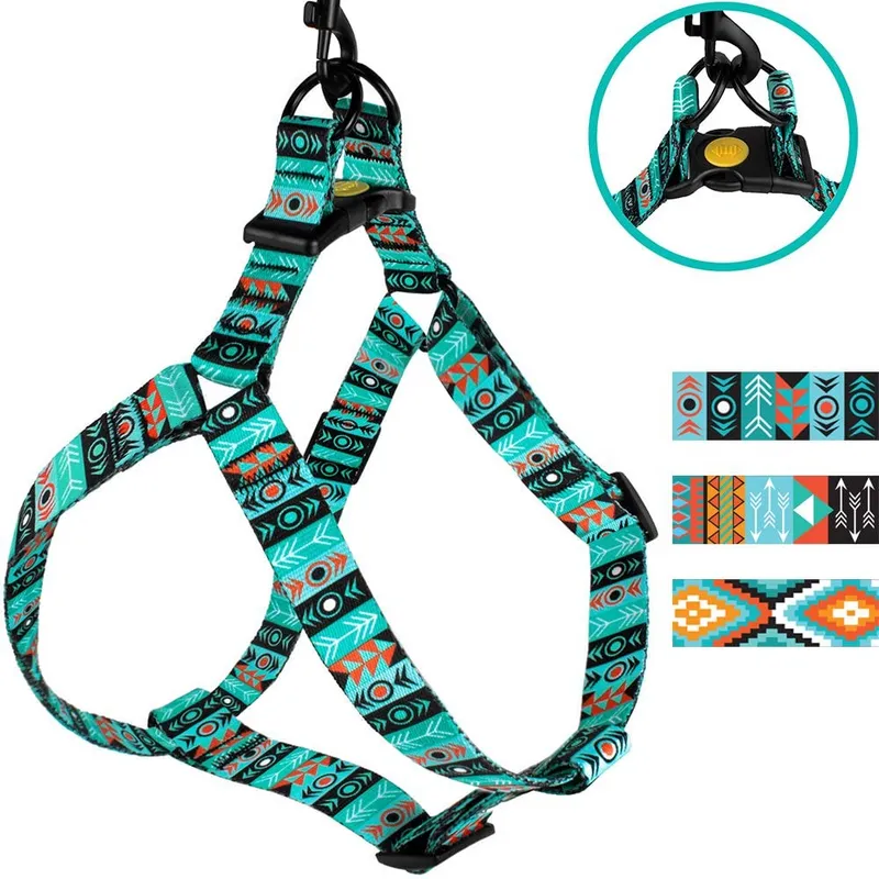 Adjustable Dog Harness Tribal Pattern Step-in Small Medium Large