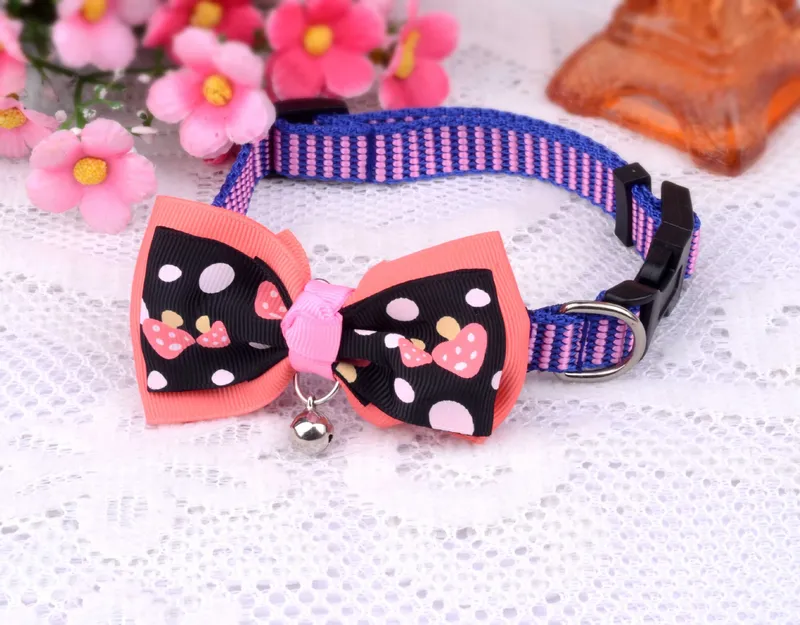 Customize Cat Collars Bowtie Lace Nylon PU Pet Collars Leash