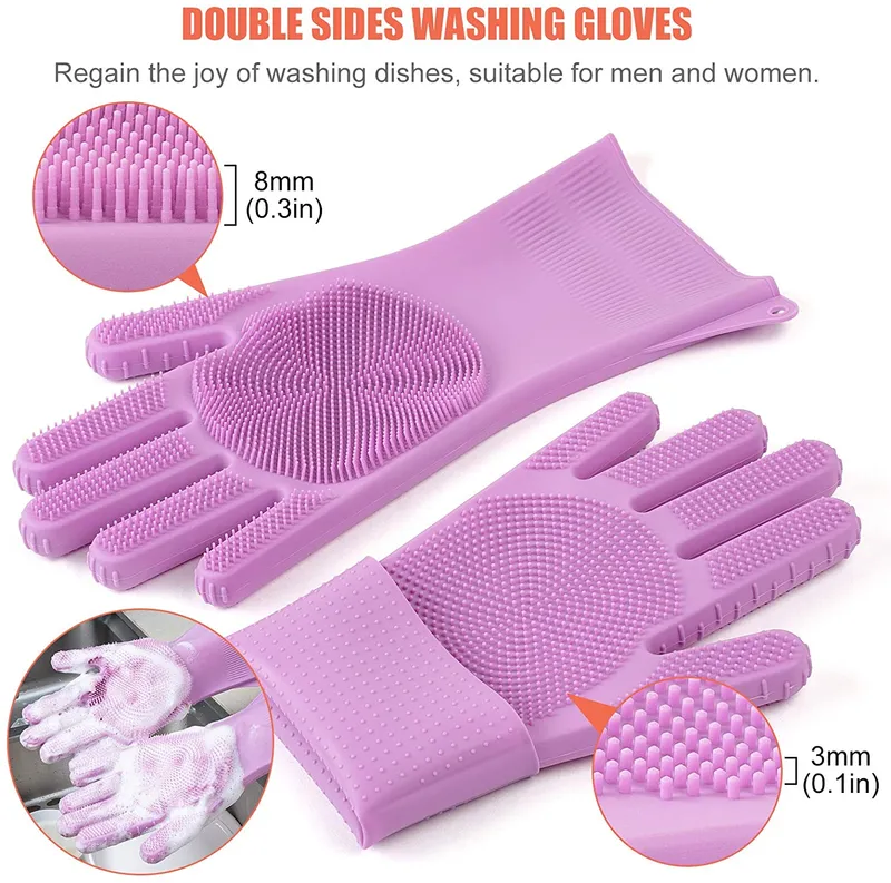 Washing Gloves Reusable Silicone Household Cleaning Gloves for Pets