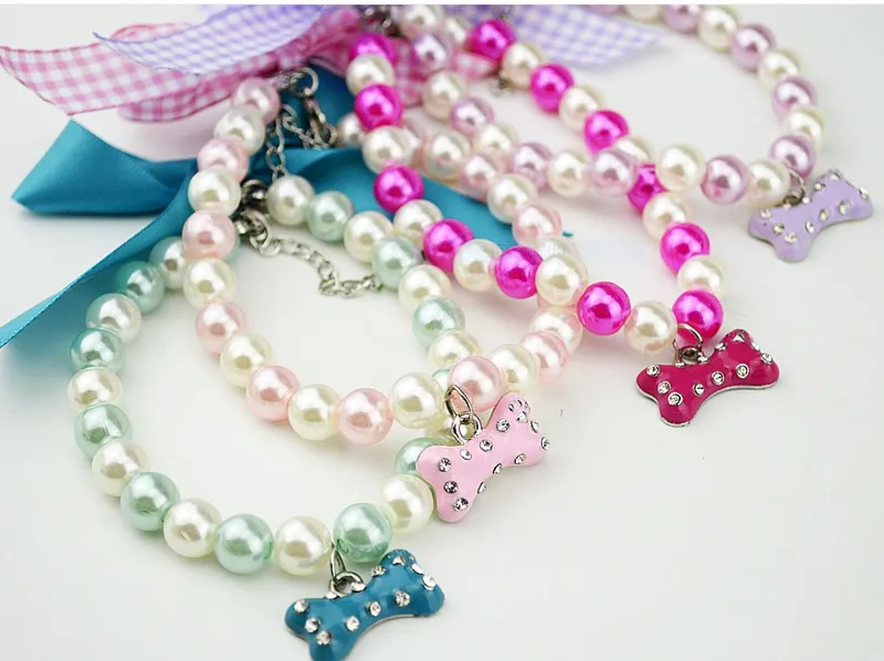 Design Bowtie Pearl Pet Accessories Dog Beauty jewelry Necklaces